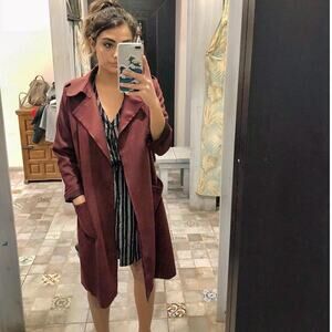 Burgundy trench coat